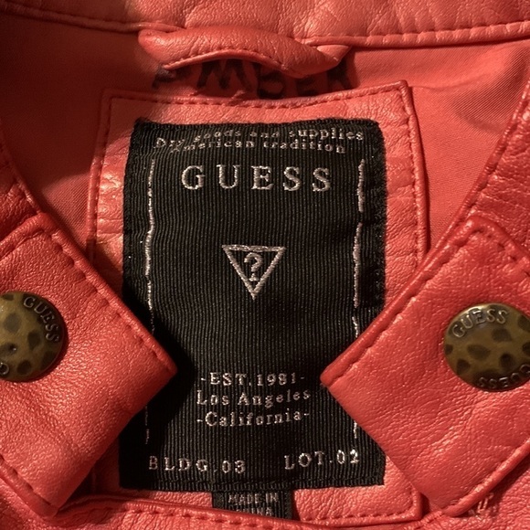 GUESS pink crop faux leather jacket XS - Picture 3 of 11